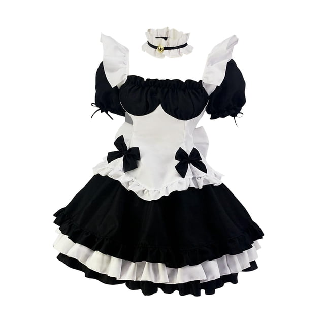 Disfraz clásico de sirvienta francesa, con sombreros, vestidos de sirvienta de anime japonés, accesorios, traje uniforme para S Hugo disfraz de sirvienta