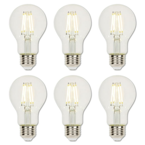 Westinghouse Lighting 5257020 4.5 Watt (40 Watt Equivalent) A19 Dimmable Clear Filament LED Light Bulb, Medium Base, 6 Pack