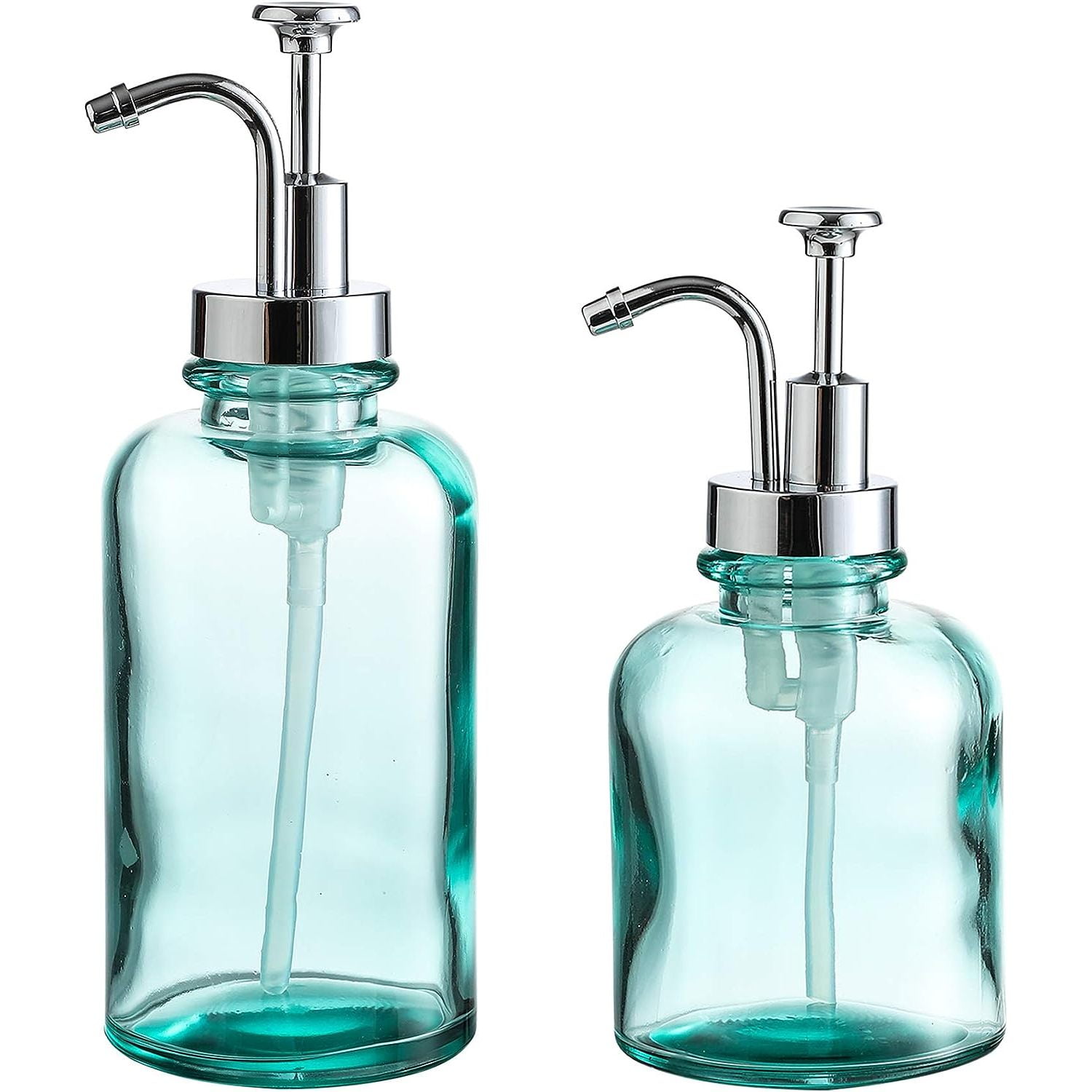 HYYYYH Blue Clear Glass and Soap Dispenser Bathroom 12 and 10 Oz Set of 2 Unique Design