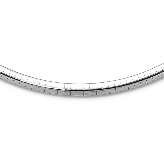 14k White Gold Solid Polished Box Catch Closure 4mm Domed Omega Necklace 18 Inch Omega Clasp Pendant Necklace for Women