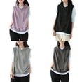 thumbnail image 3 of Dpytoraw Women's Sleeveless Hoodie, Solid Drawstring Oversized Pullover for Fall Purple M, 3 of 6