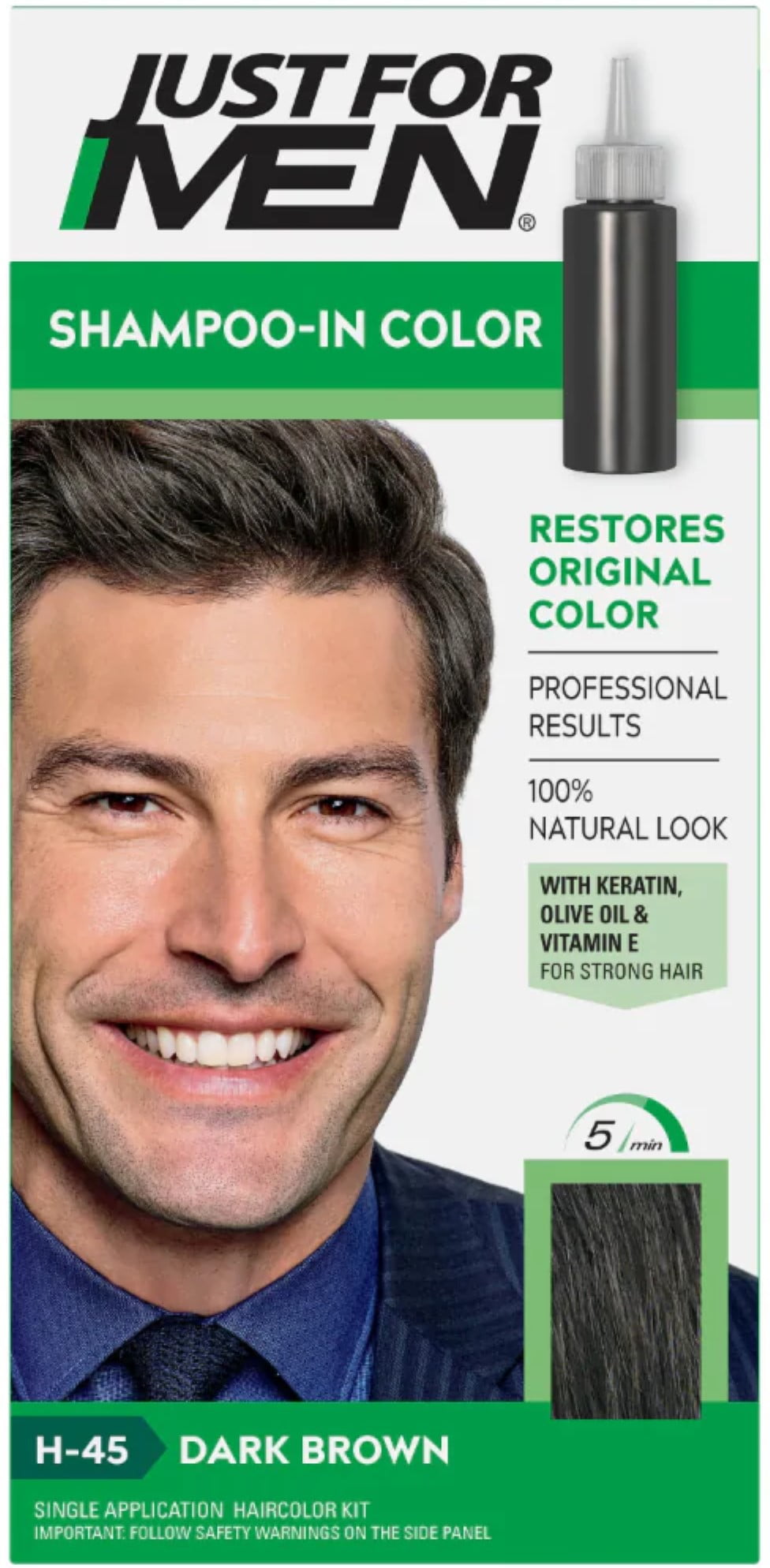 Just For Men Hair Color, H-45 Dark Brown, 1 Each, 3 Pack