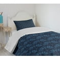 thumbnail image 4 of Ambesonne Blue Quilted Bedspread Set 2 Pcs, Ocean Inspired Flowers, Twin Size, Dark Blue Violet Blue, 4 of 6