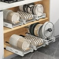 thumbnail image 4 of Expandable Pot Pan Organizer Rack For Cabinet With 7 Dividers, Pull Out Pot Lid Holder, Adjustable Sliding Out Cupboard Organizer For Countertop Pantry, 4 of 6