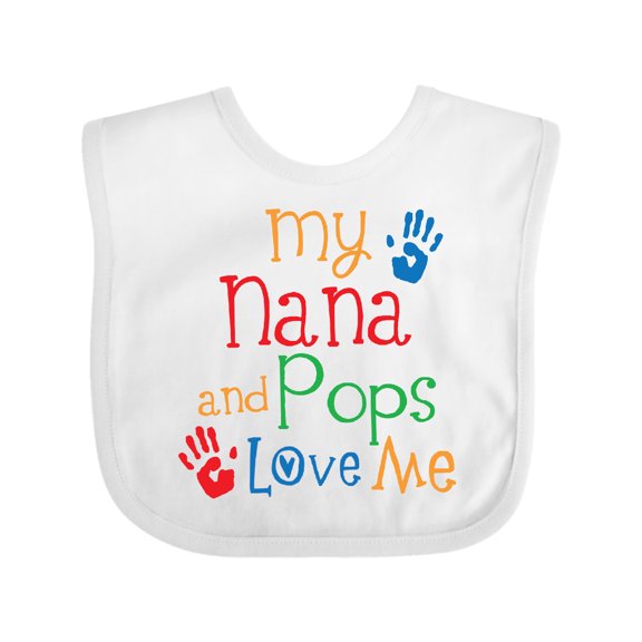 Inktastic Nana and Pops Love Me Grandson Granddaughter Boys or Girls Baby Bib