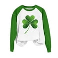 thumbnail image 5 of St. Patricks Day Shirts for Women Shamrock Clover Print Sweatshirt Color Block Raglan Tops Long Sleeve Pullover Teacher St Patricks Day Shirt, 5 of 5