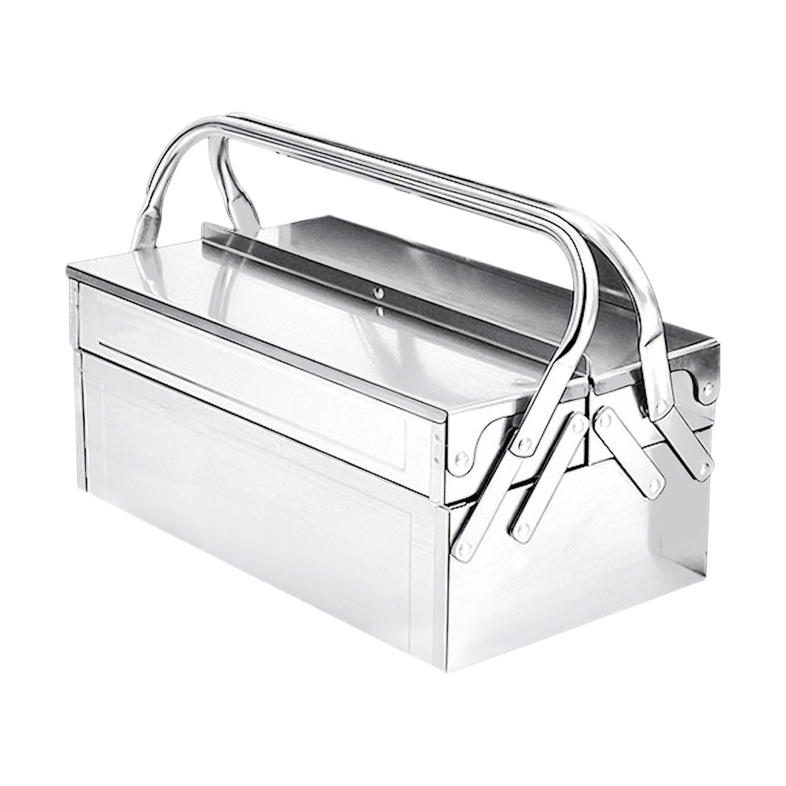 Stainless Steel Tool Box Carry Case Storage Box for Household Car Trunks Car 420mm Double layer