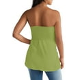 thumbnail image 5 of Prdecexlu Tube Tops for Women Plus Size Strapless Smocked Ruffled Cute Off the Shoulder Tank Tops Sleeveless Holiday Shirts Casual Backless Flare Hem Summer Blouses Green XL, 5 of 7