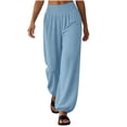 thumbnail image 3 of Aezemi Women High Waisted Sports Pants Loose Fit Elastic Waist Flowy Jogger Pants with Pockets Palazzo Womens Workout Fashion Casual Outdoor Trousers M, 3 of 8