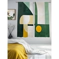 thumbnail image 3 of Abstract Vintage Art Sheer Curtains 63 Inches Long 2 Panels Watercolor Green Geometric Design Light Filtering Semi Sheer Window Curtains Drapes for Bedroom Living Room 52"x63", 3 of 7