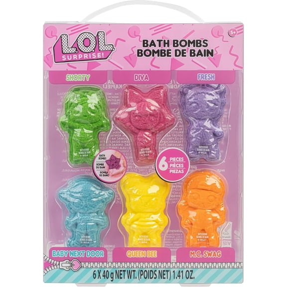 L.O.L. Surprise! Bubblegum Scented Bath Bombs for Kids Bear Molded Kids Bath Bombs Bath Accessories, 6pcs