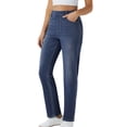 thumbnail image 2 of Straight Leg Jeans for Women Stretchy Pull on Sweatpant Jean Trendy Tummy Control High Waisted Denim Pants L, 2 of 7