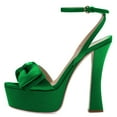 thumbnail image 3 of YDN Women Graceful Bowkont Open Toe Platform Sandals Super High Heels Buckled Strap Pumps Prom Evening Dressy Shoes Size 10 Green, 3 of 4
