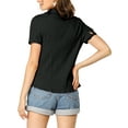 thumbnail image 4 of MODA NOVA Junior's Sweet Peter Pan Collar Button Down Blouse Black S, 4 of 6