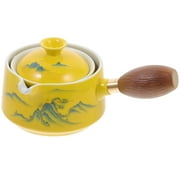 Ceramic Teapot Side Handle Teaware Decorative Wood with Filter Rotating Travel Portable Set