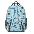 thumbnail image 3 of Police and Helicopter Blue Pattern Backpack for School, Cute School Bag with Adjustable Shoulder Straps and Padded Back, 16.9"x12.6"x5.9", 3 of 5
