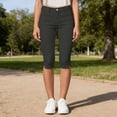 thumbnail image 6 of cfhntfmh Women Side Slit Capri Pants Stretchy Slim Fit Yoga Capris Casual Athletic Running Pants Work Clothes, 6 of 7