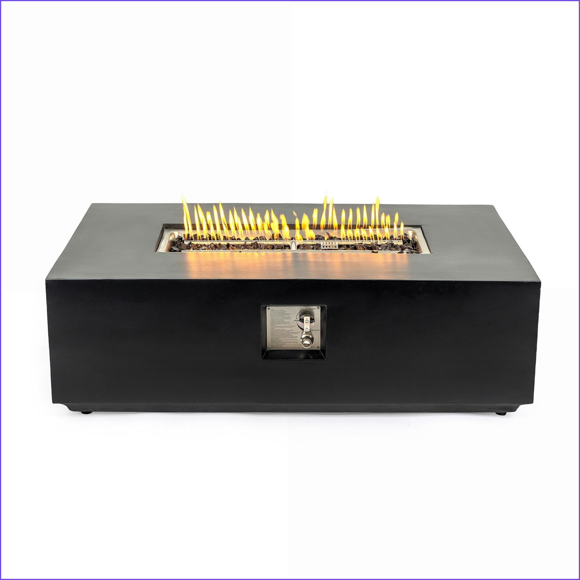 Outdoor Stoves | Fogon Exterior | Modern 48" Rectangular Propane Fire Pit Table for Patios Backyards | Concrete