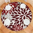 thumbnail image 2 of Paisley Floral Round Table Cover 44Inch, Bohemian Style Elastic Tablecloth for 38-42 Inch Tables, Stain Resistant, 2 of 7