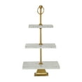thumbnail image 3 of DecMode 12" x 22" White Ceramic Terrazzo 3 Tiered Server with Gold Base, 1-Piece, 3 of 5
