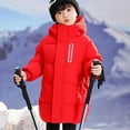 thumbnail image 6 of Ruyang Kids Winter Puffer Coat Boys Girls Padded Warm Puffy Long Parka Coat Zip Up Button Hooded Down Quilted Outwear, 6 of 8