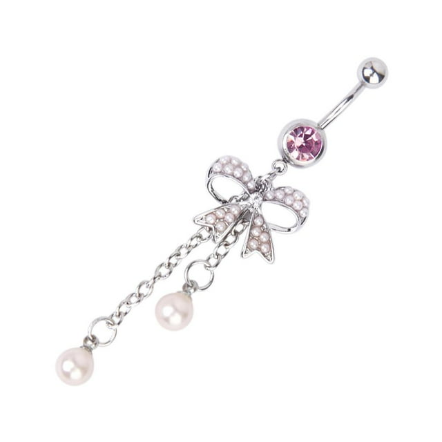 316L Steel Pearl Dangle Pendant Navel Belly Piercing Jewelry