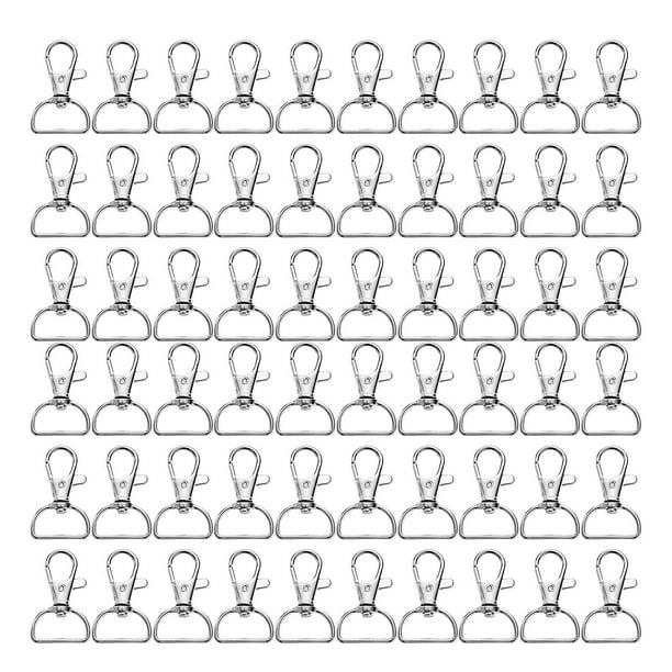 38.5mm/1.5in High Silver White Zinc Alloy D Ring Clasp - 60PCS, 360 Degree Rotation, Flexible Key Chain Clip Hook