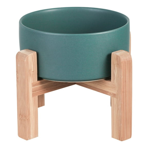 Raised Dog Bowl with Stand - Elevated Feeder - Ceramic Dog Food Bowl - 28 oz