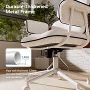 HomeZeer Executive Mid Century Modern Office Chair, White Linen Fabric with Memory Foam Wide Seat, Split Back, Padded Arms & Adjustable Height, Vintage Desk Chair for Home Office, Wheels Included