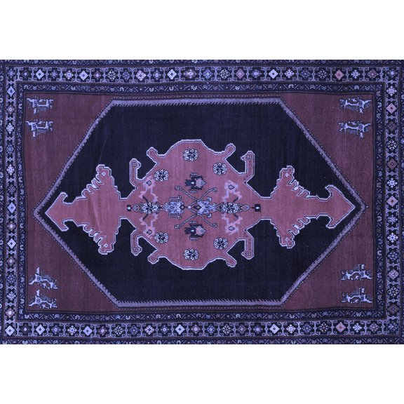 Ahgly Company Indoor Rectangle Persian Blue Traditional Area Rugs, 5' x 7'