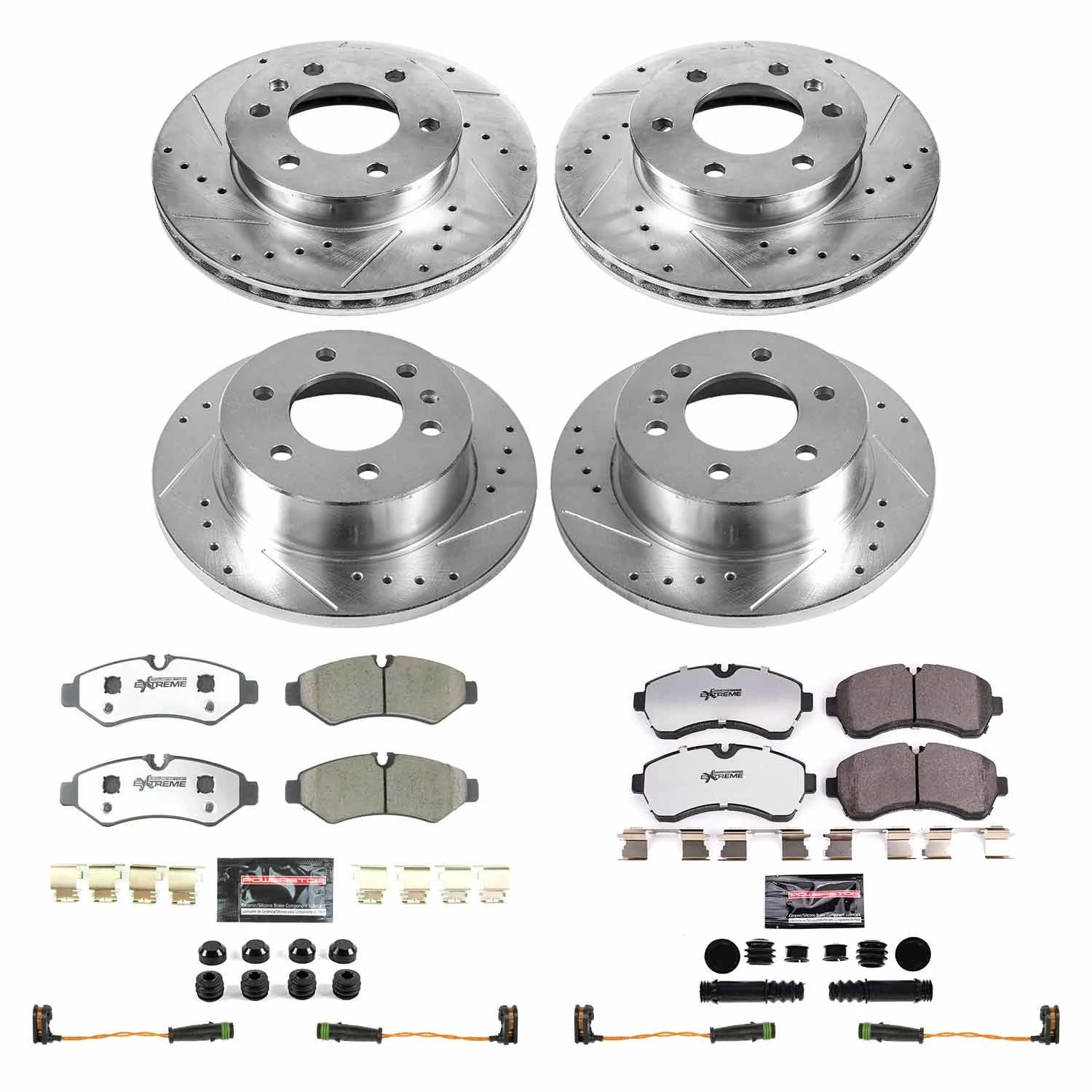 PowerStop Front and Rear Z36 Truck & Tow Carbon-Fiber Ceramic Brake Pad and Drilled and Slotted Rotor Kit Fits: MERCEDES-BENZ Select Models K8659-36