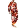 thumbnail image 2 of Salouo Red Sun Flame Fox Print Button-Front Long Sleeve Pajama Set for Men, Soft 2Pjs Men's Long Sleeve Sleepwear-Small, 2 of 7