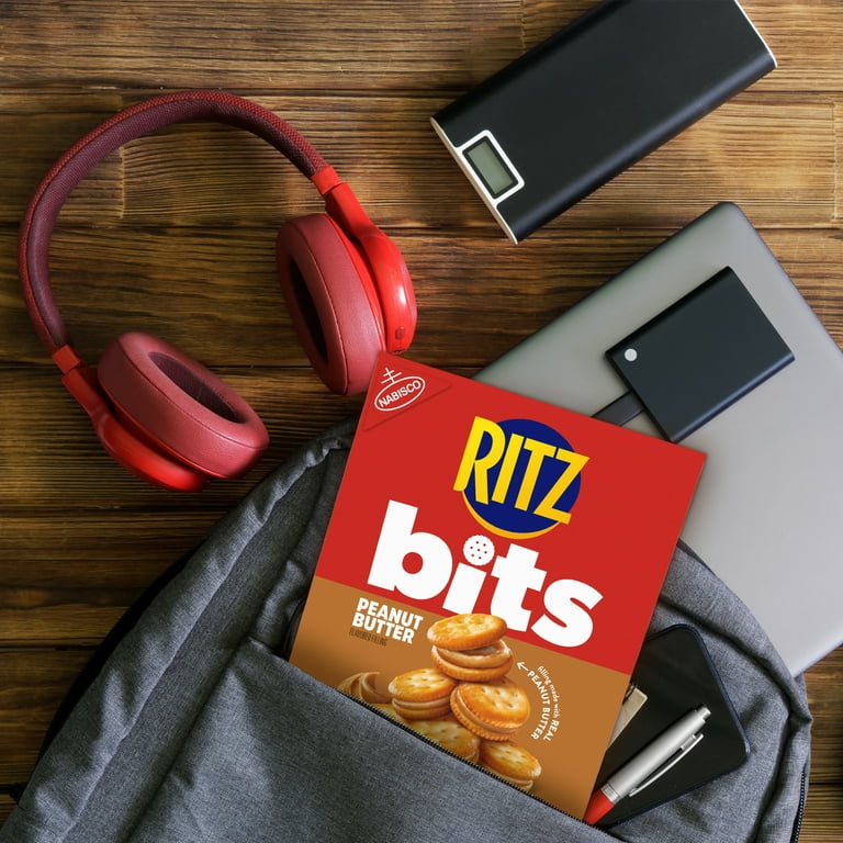 3 pack) RITZ Bits Peanut Butter Sandwich Crackers, Snacks for Kids