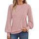 thumbnail image 1 of Blusa de manga larga con cuello redondo y pliegues para mujer - 82 % poliéster, top informal de negocios, 2025, de moda - Tallas S-XXL, 1 of 8