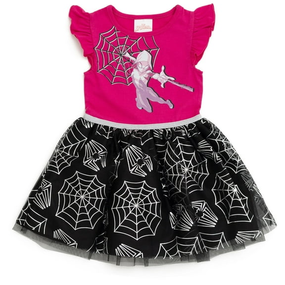 Marvel Spider-Man Spider-Gwen Ghost Spider Toddler Girls Tulle Dress Purple / Black 2T