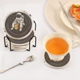 thumbnail image 3 of Yayeee 6 PCS Drink Coasters with Holder Set Woven Absorbent Round Tabletop Hot Pad, White Astronaut Planet, 3 of 7