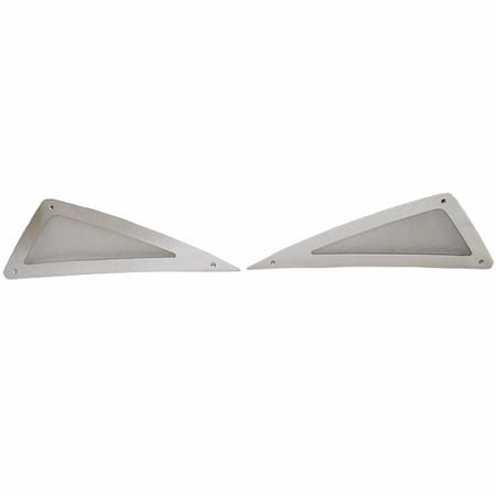 Centurion Boat Blower Air Vent Panels | 17 3/8 Inch Enzo (Set of 2) Boat part number 1047559 is a new set of 2 blower air vent panels for Enzo model Centurion Boats  part number unavailable. Manufactured by Challenger Hardware  part number FINEV-1 . These air vent panels are constructed out of 10 gauge polished 304 stainless steel with wire mesh. They each measure approximately 17 3/8  L x 5 3/4  H overall and each mount with (3) 3/16  Dia. countersunk mounting holes. Manufacturer tag reads: ENZO FRONT AIR VENTS  PAIR  304 S.S. This set includes (1) port and (1) starboard side vent panel. Please check with your local boat brand dealer for boat / brand / model / year cross-referencing compatibilities. Specifications: Boat Manufacturer: Centurion Boats Model: Enzo Part Number: Unavailable Part Manufacturer: Challenger Hardware Part Number: FINEV-1 Material: 304 Stainless Steel Gauge: 10 Color: Silver Finish: Polished Overall Dimensions: 17 3/8  L x 5 3/4  H (Each) Mounts: (3) 3/16  Dia. Holes (Each) Sold as seen in pictures. Customers please note every computer shows colors differently. All measurements are approximate. Hardware and instruction / installation manual not included.