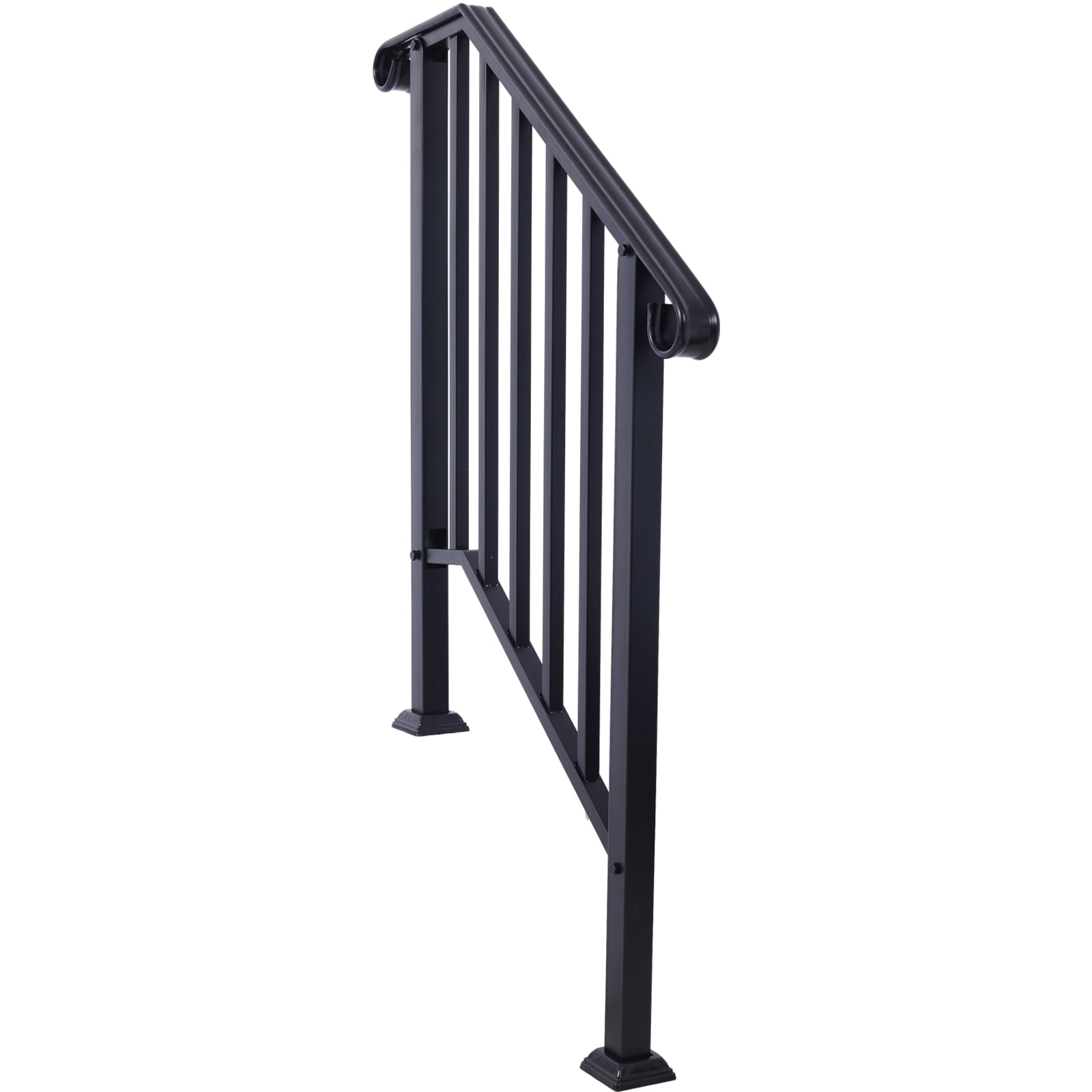 Wrought Iron Handrail, 3-Step, Powder Coated, Rustproof, Versatile Application