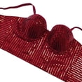 thumbnail image 7 of LYEAA Sequin Corset Tops for Women Spaghetti Strap Overbust Boned Bustier Tops Lace Crop Shapewear Going out Party Tank Top, 7 of 7