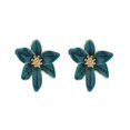 thumbnail image 2 of SmartBy 1 Pair Stud Earrings Retro Style Colorful Enamel Flower Shape Ear Studs Shiny Personalized Earrings Jewelry Gift, 2 of 7