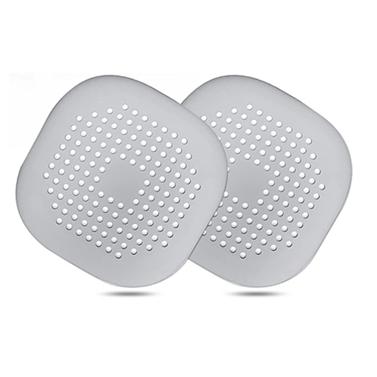 Hair Catcher,Square Hair Drain Cover for Shower Silicone Hair Stopper with  Suction Cup,Easy to Install Suit for Bathroom,Bathtub,Kitchen 2 Pack (Grey)