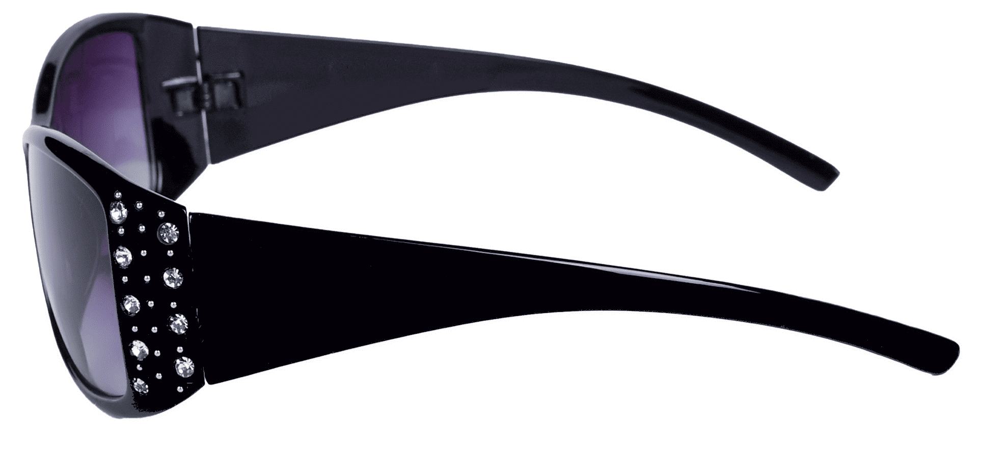 2 Pair of Womens Designer Bifocal Sunglasses with Rhinestones - Black/Black - 2.50