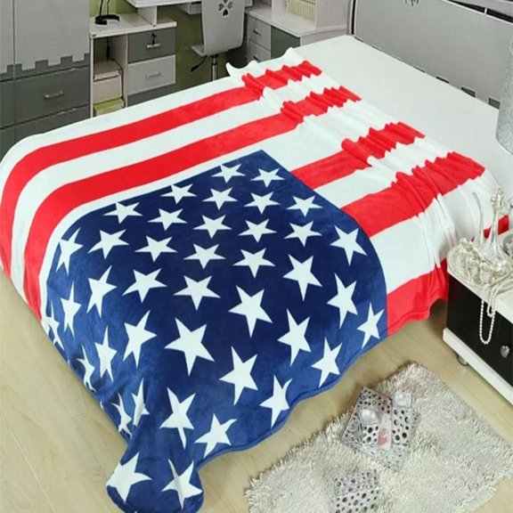 UPGRATOR Lightweight Flannel Bedding Blanket Flag Design Warm and Comfortable for Home Travel Use