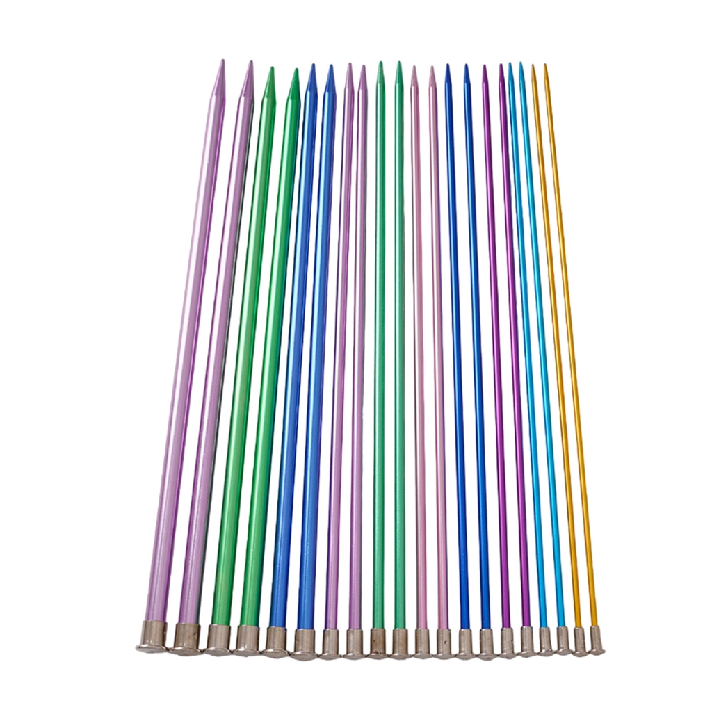 WINDLAND 10Pairs 35.0cm Long Aluminum Knitting Needle Single Pointed Head Knitting Needle