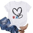 thumbnail image 3 of Htigea Patriotic Shirts for Women 4th of July Short Sleeve T-Shirts USA Heart Graphic Tees Ladies Independence Day Cotton Tops ZB White T-Shirts S, 3 of 7