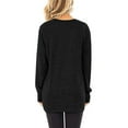 thumbnail image 4 of POIUYTR Top for Women Casual Long Sleeve Crew Neck Tie Front T-Shirt Solid Color Loose Fit Fashion Tunic Blouses Shirts 2024 Summer Fall, 4 of 5