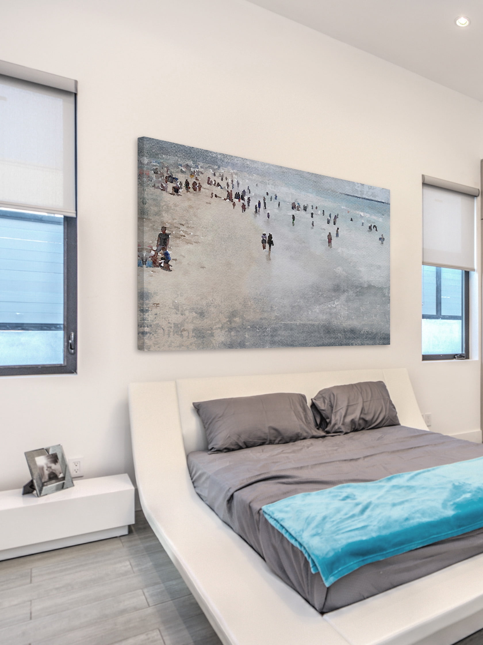 "Cool Day on the Beach" Painting Print on Wrapped Canvas