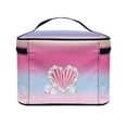 thumbnail image 4 of HELLHERO Makeup Bag Lightweight Travel Makeup Organizer Case with Brush Slots Multifunctional Double Zip Pastel Shell Heart, 4 of 5