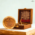 thumbnail image 2 of Brass Anniversary Sundial Compass with Wooden Box 2.5" Vintage Nautical Gift, 2 of 9