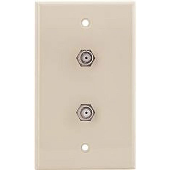 1-GANG DUPLEX CATV F-TYPE CONNECTOR WITH WALLPLATE, PLASTIC, IVORY per 22 Each